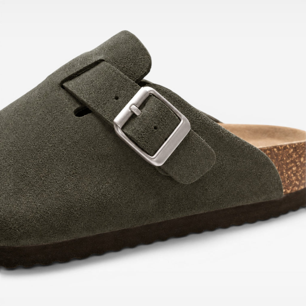 Men's Suede Cork Clogs – Slip On Closed Toe Summer Mules