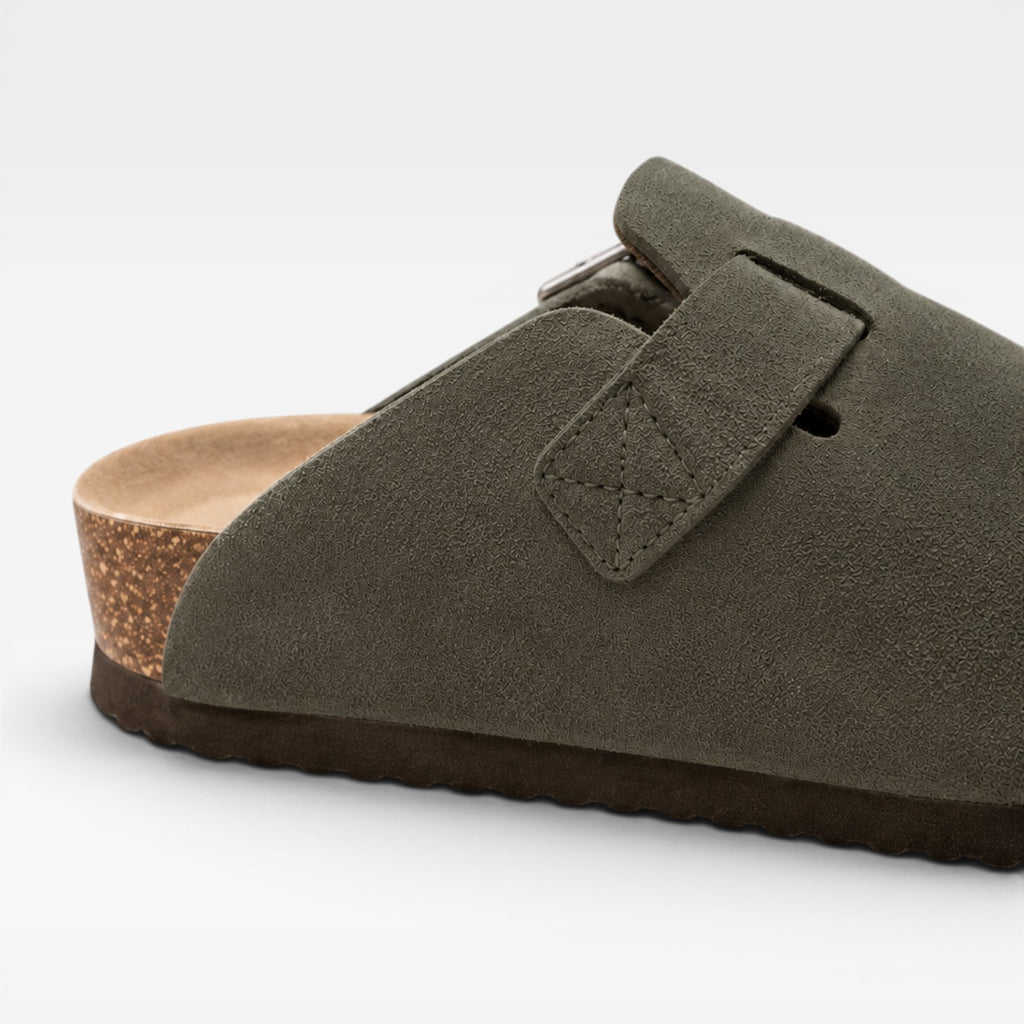 Men's Suede Cork Clogs – Slip On Closed Toe Summer Mules