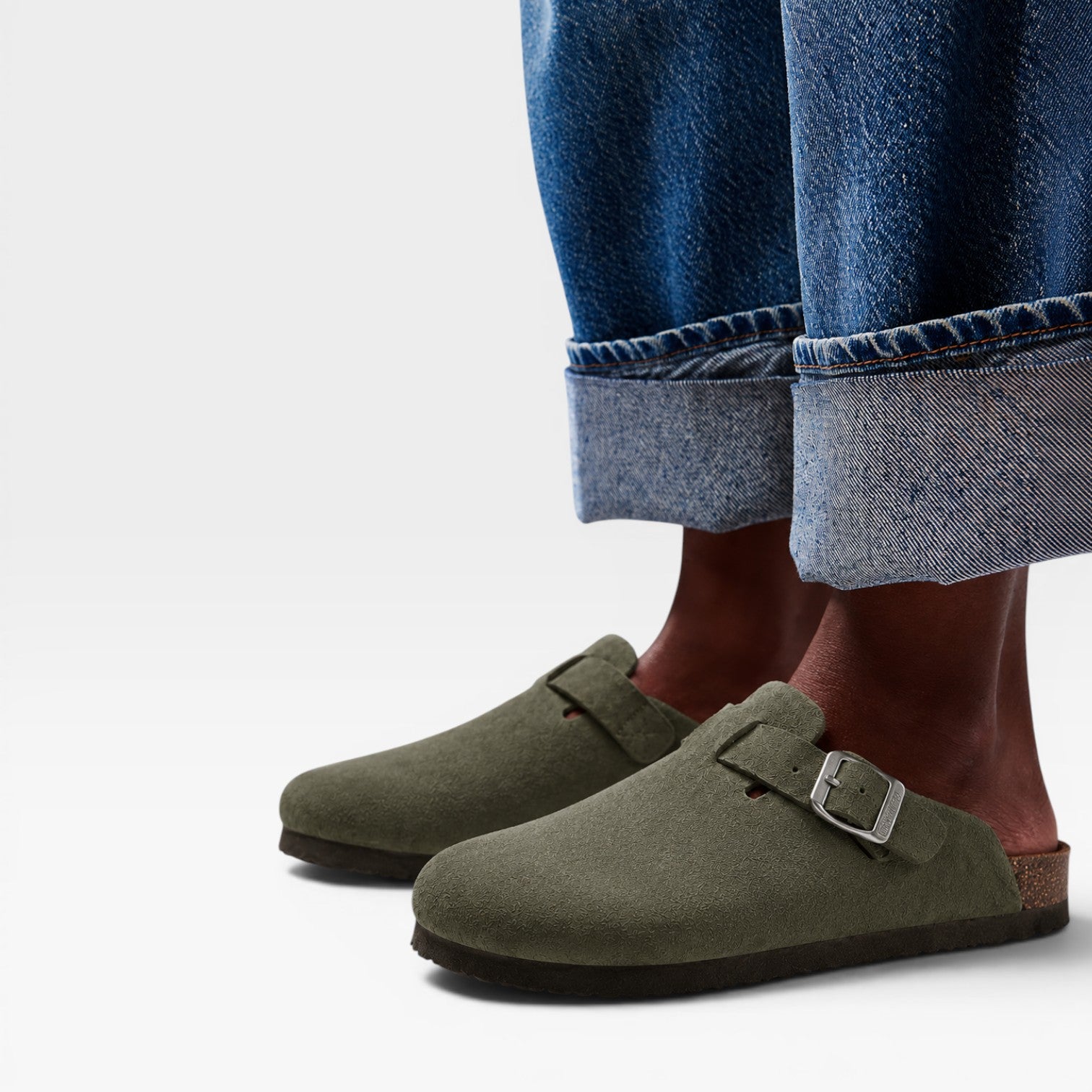 Men's Suede Cork Clogs – Slip On Closed Toe Summer Mules