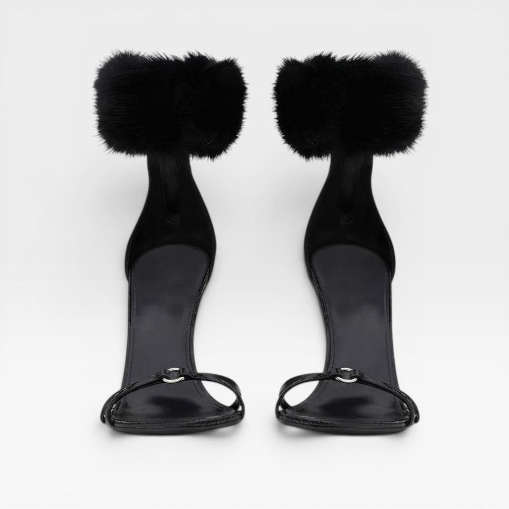 Women's Pointed Toe Stiletto Sandals – Elegant Ring Detail Strappy Heels for Special Occasions