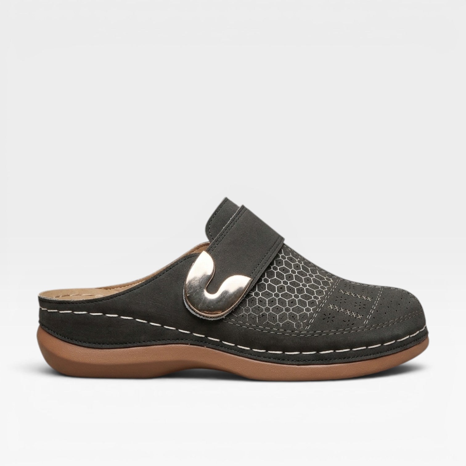 Women's Soft Leather Look Mules – Comfortable Slip On Closed Toe Shoes