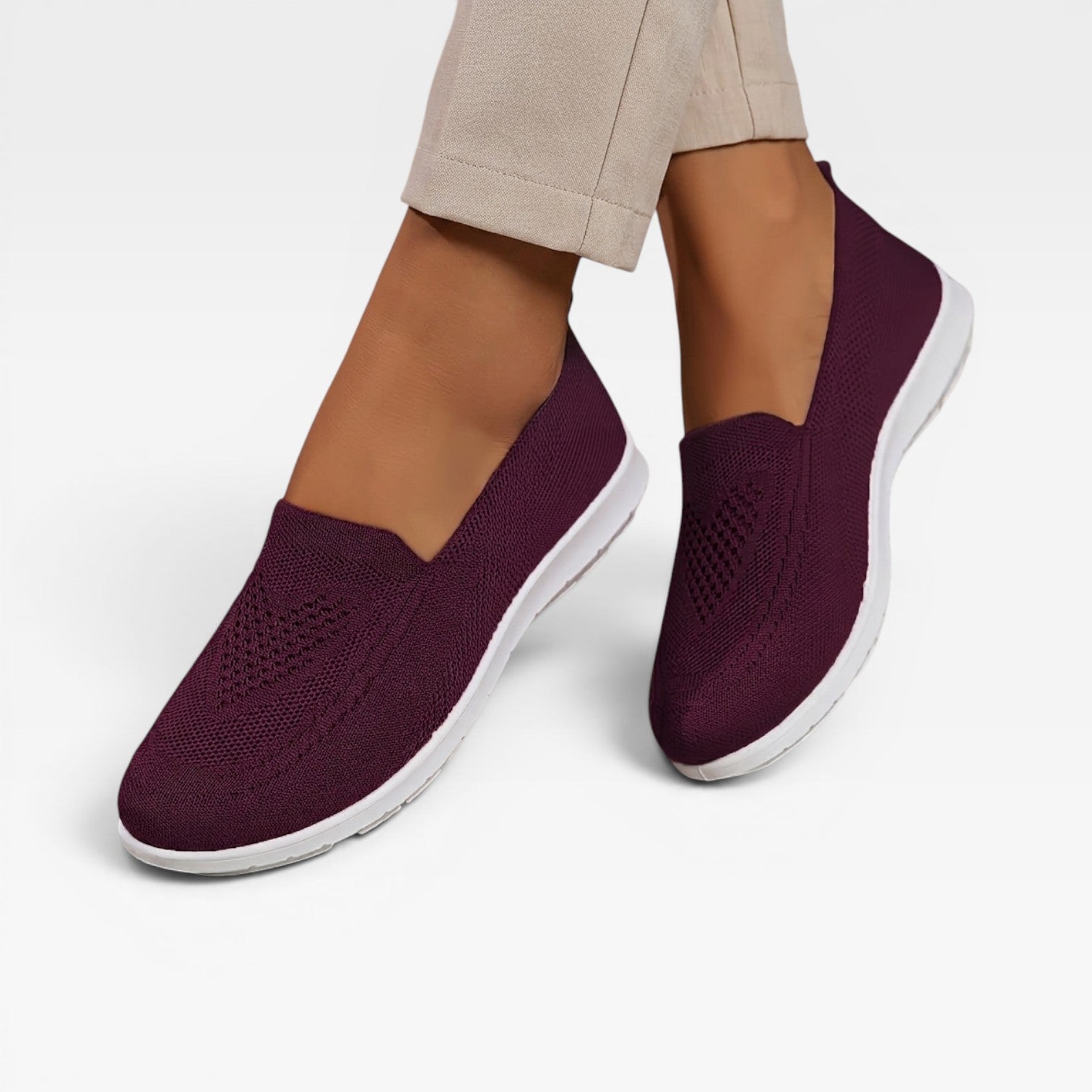 Women's Breathable Knit Slip On Trainers – Comfortable Walking Shoes