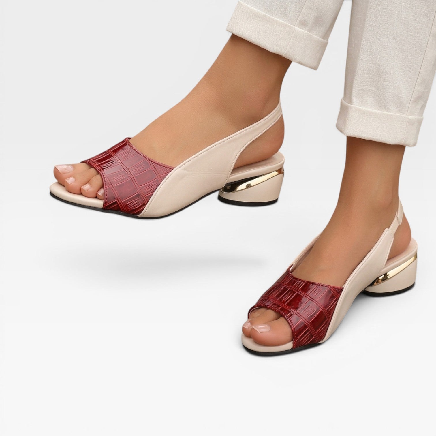 Women's Block Heel Slingback Sandals – Comfortable Open Toe Dressy Style
