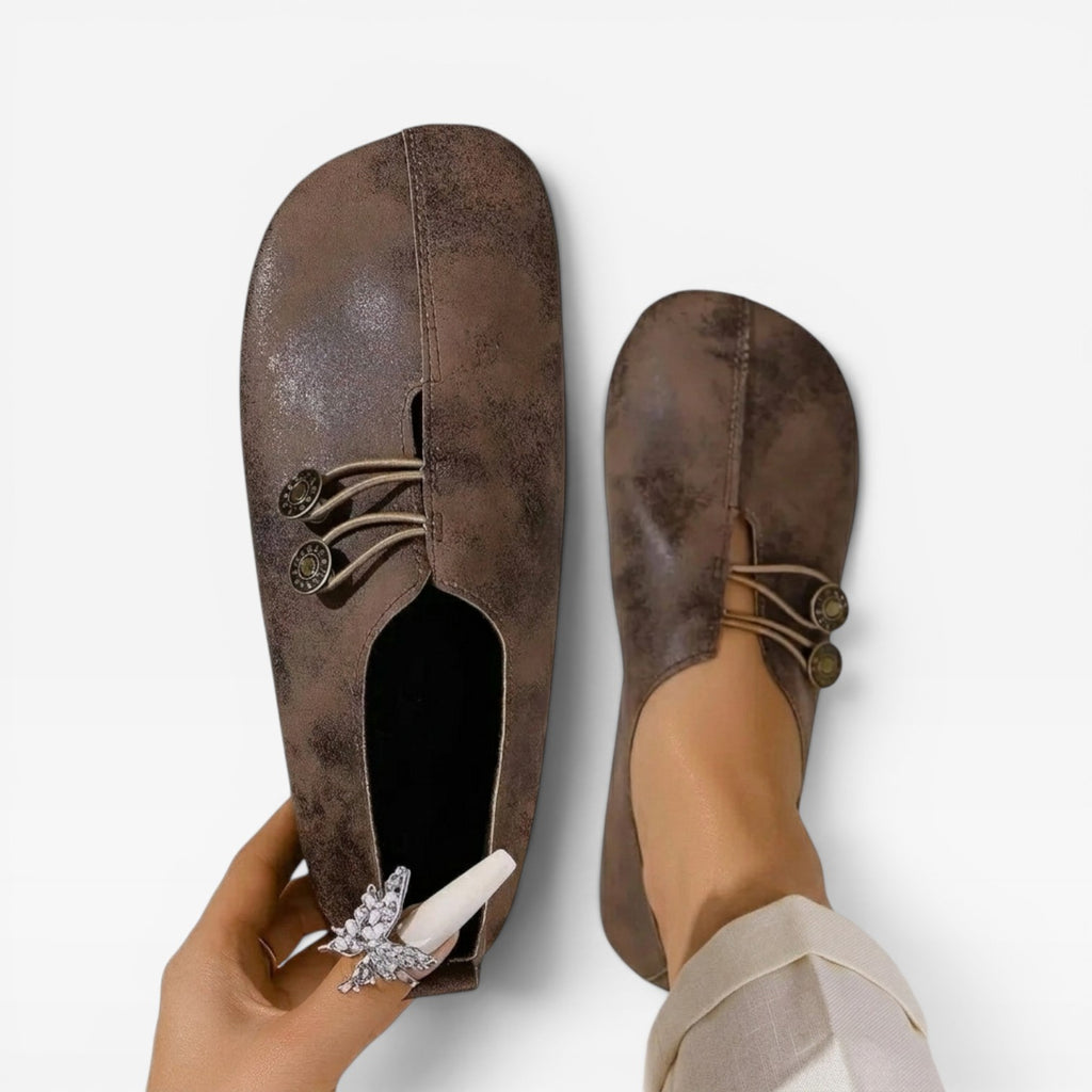 Women's Soft Slip On Flat Shoes – Vintage Button Comfortable Loafers