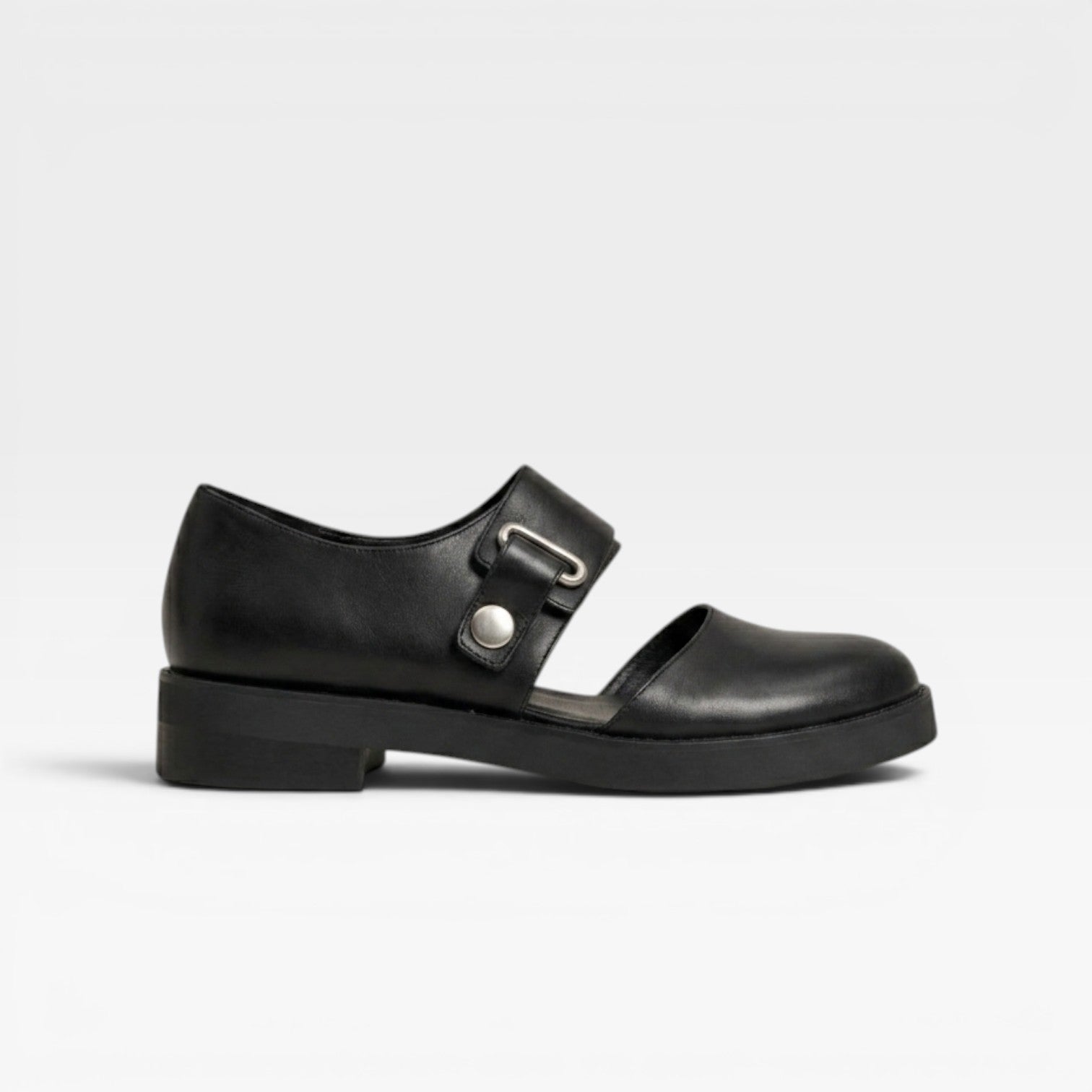 Women's Leather Mary Jane Flats – Minimalist Buckle Strap Shoes