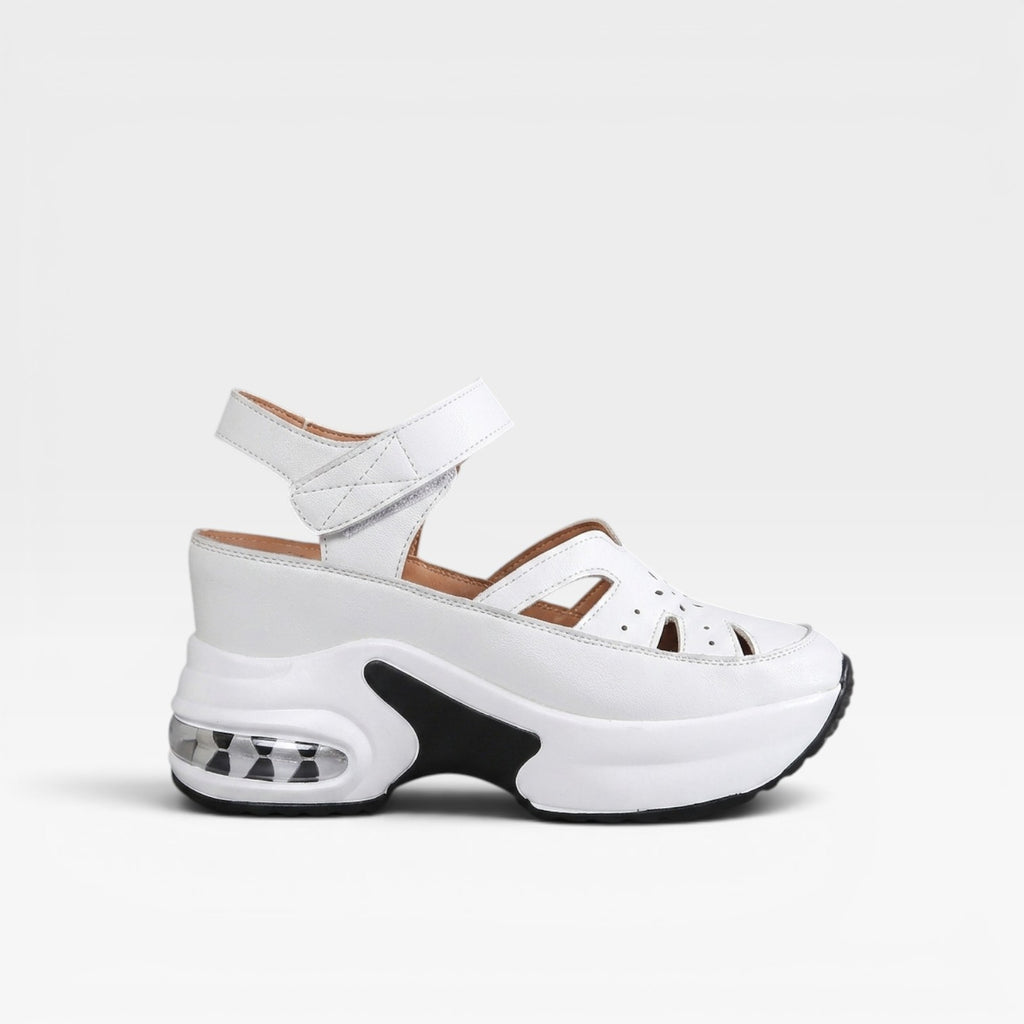 Women's Cushioned Platform Sandals – Breathable Cutout Walking Shoes with Adjustable Strap