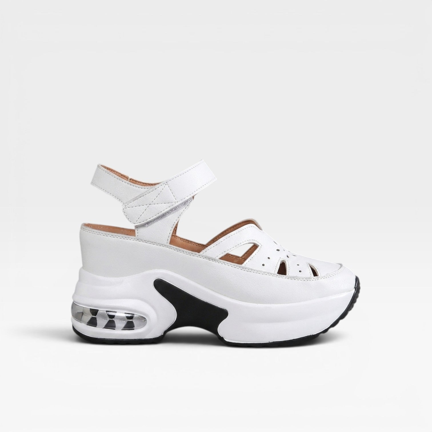 Women's Cushioned Platform Sandals – Breathable Cutout Walking Shoes with Adjustable Strap