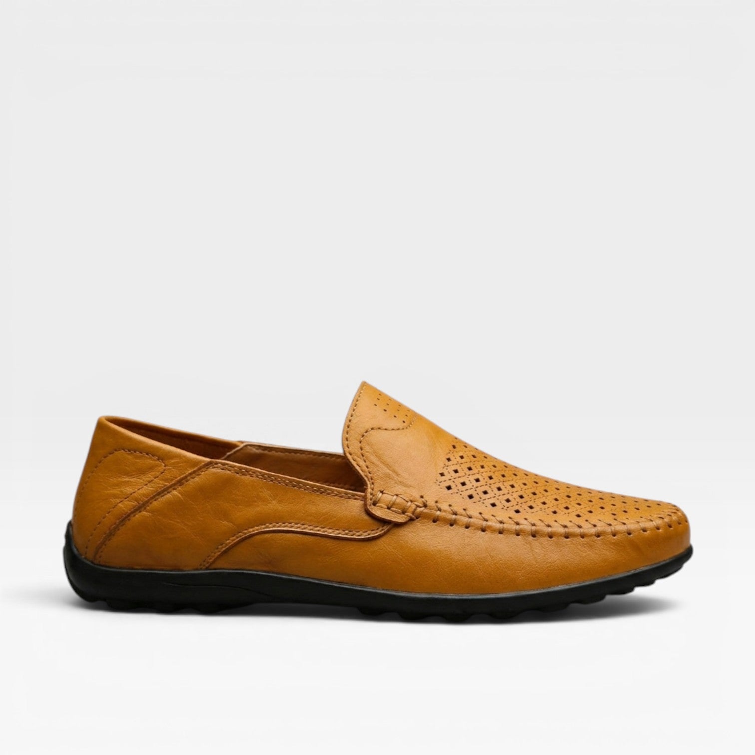 Men's Genuine Leather Loafers – Breathable Slip On Casual Summer Shoes