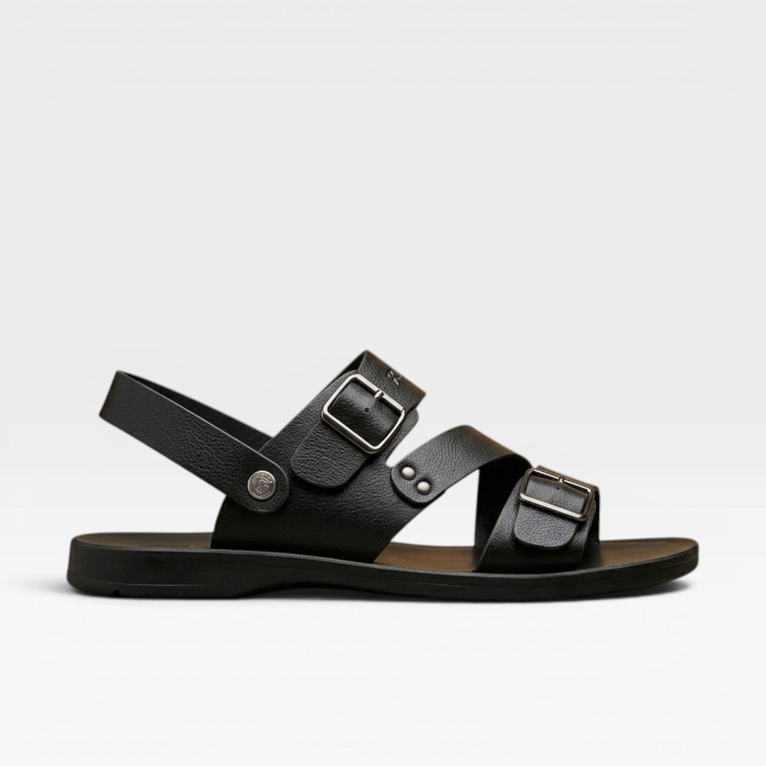mens black leather dress sandals SPRING STEP MEN KAI BACK STRAP SANDALS