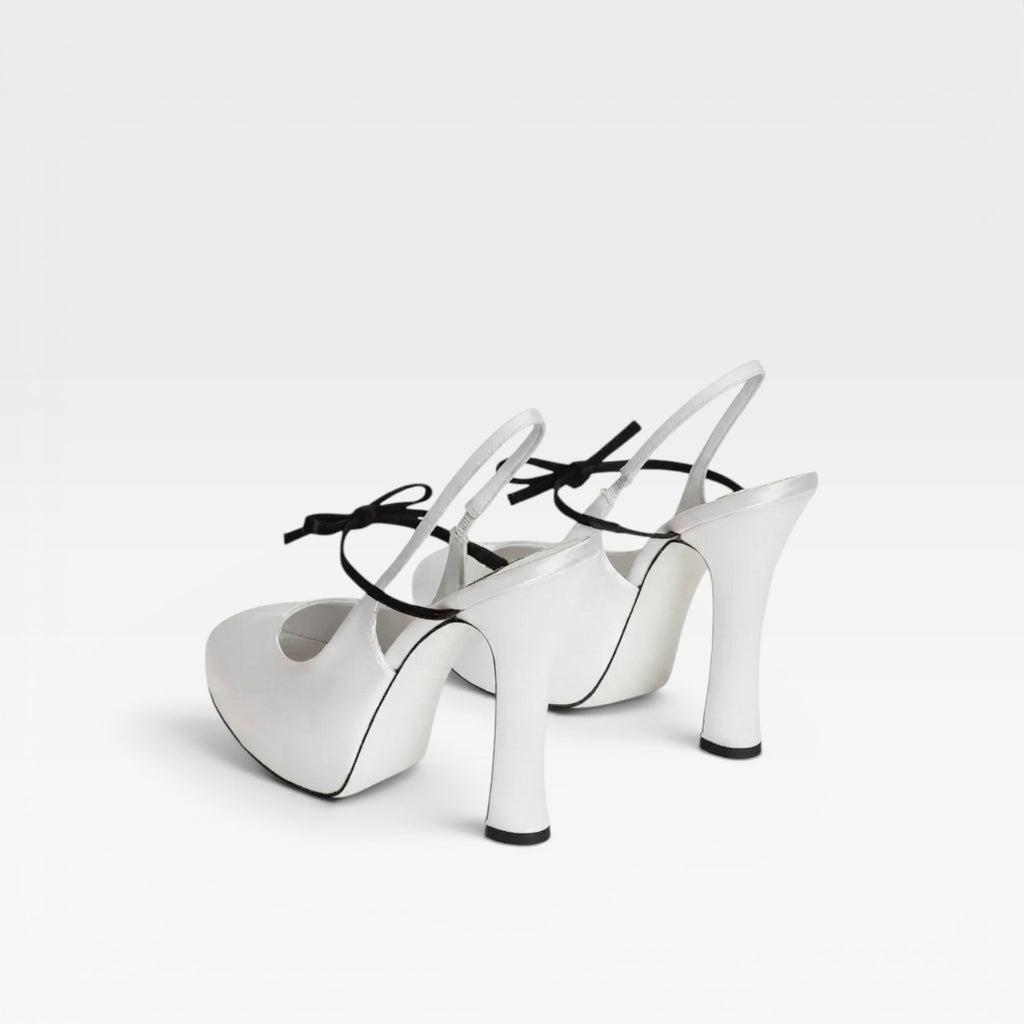 Women's Ballet Slingback Heels – Elegant Bow Sculpted Pumps for Special Occasions