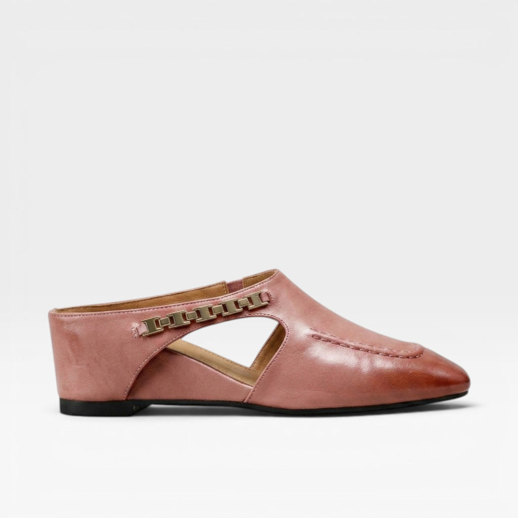 Women's Leather Mules – Elegant Square Toe Slip On Shoes for Everyday Wear