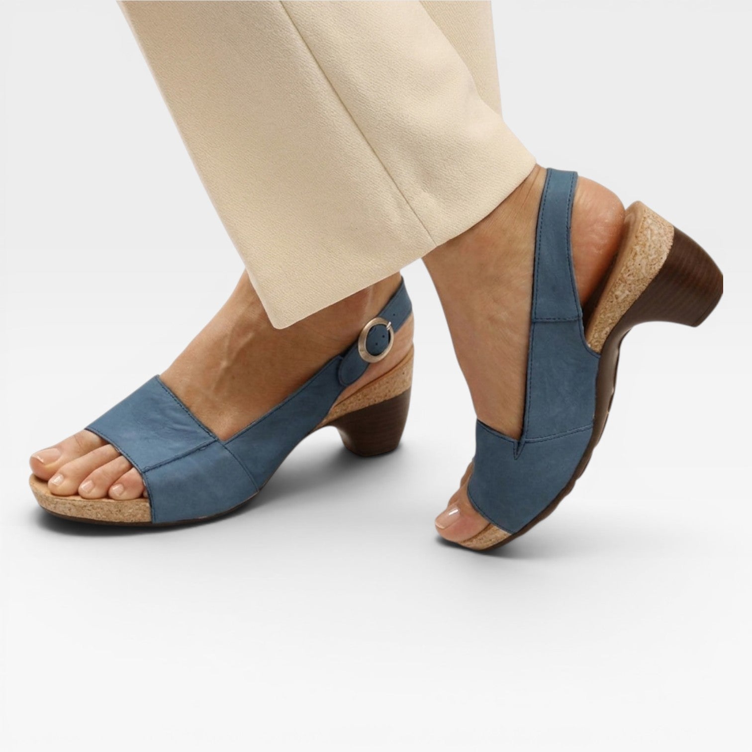 Women's Block Heel Sandals – Ankle Strap Comfortable Open Toe Style