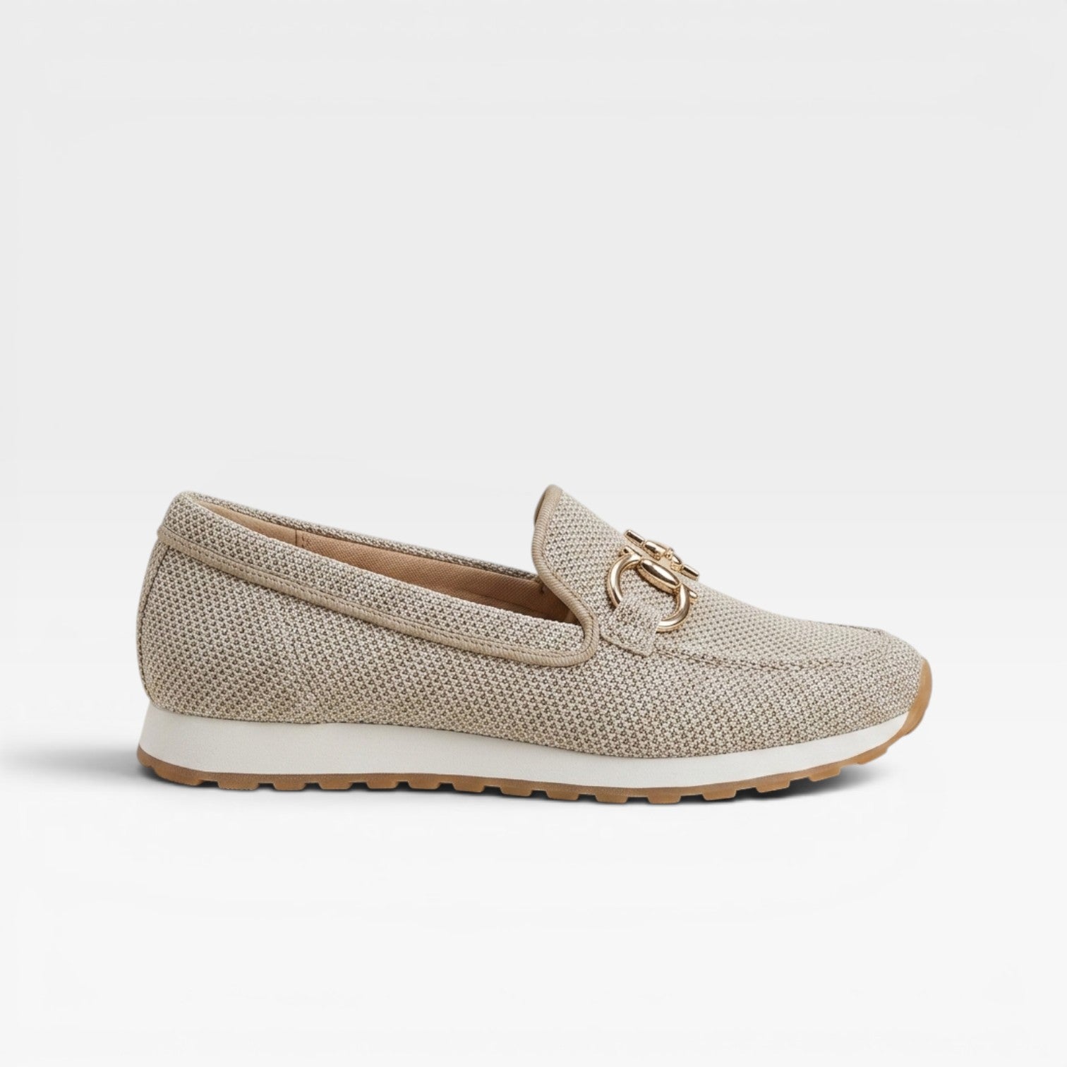 Baskets mocassins en maille pour femmes – Chaussures confort rembourrées avec boucle dorée