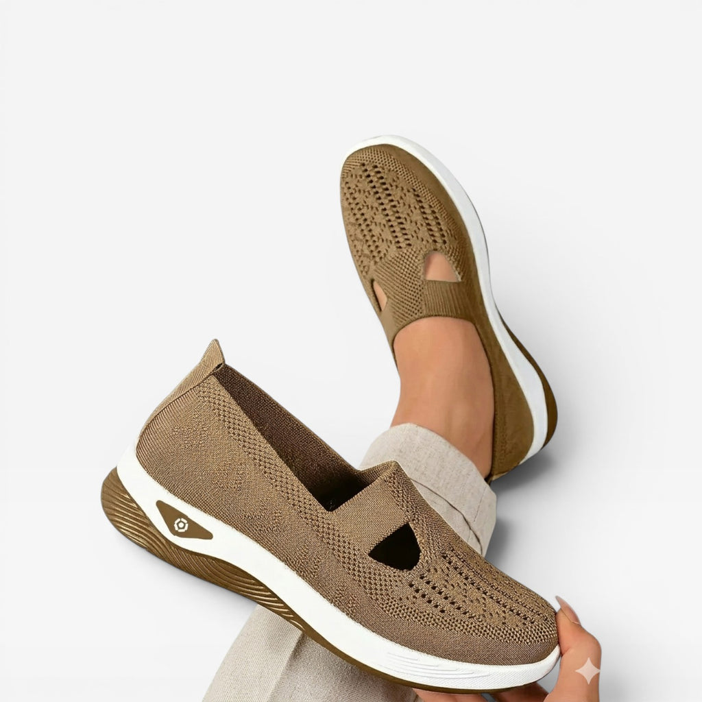 Women's Arch Support Slip On Trainers – Cushioned Knit Walking Shoes