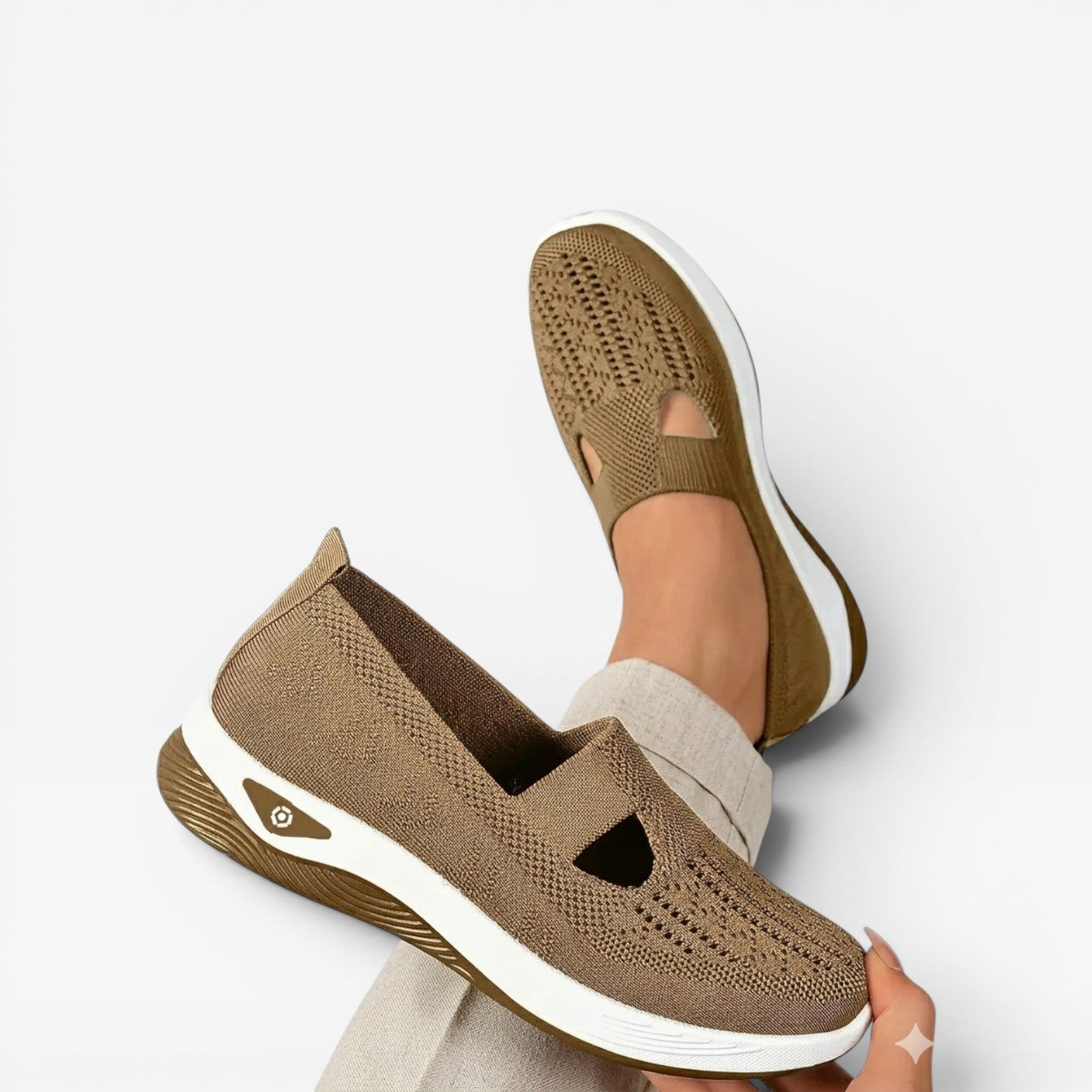 Women's Arch Support Slip On Trainers – Cushioned Knit Walking Shoes