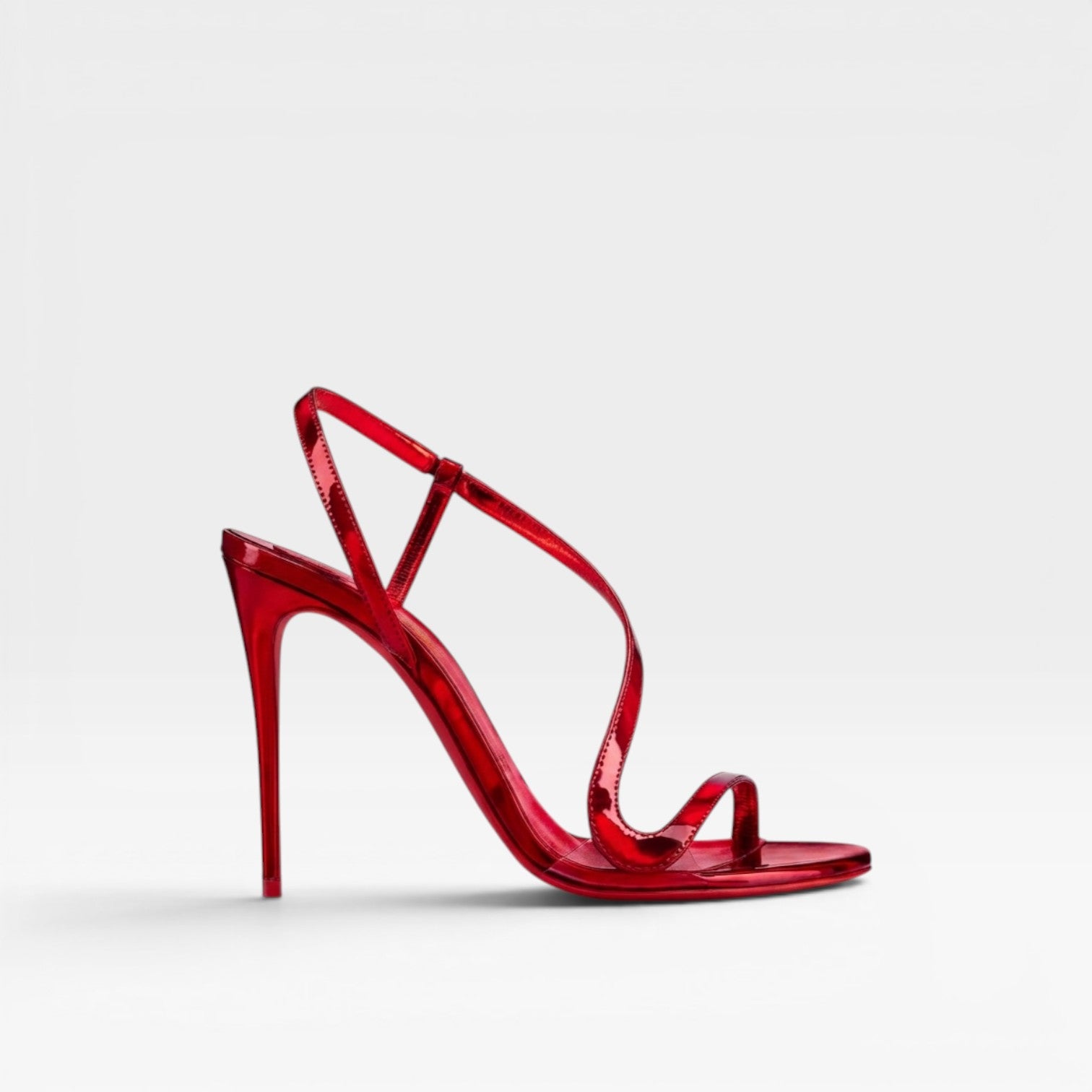 Women's Metallic Strappy Heels – Elegant Slim Stiletto Sandals for Special Occasions