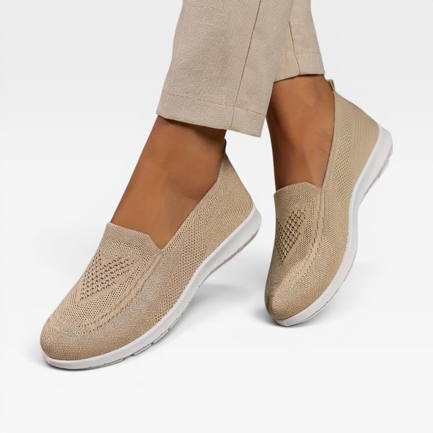 Women's Breathable Knit Slip On Trainers – Comfortable Walking Shoes