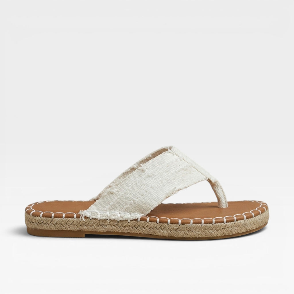 Women's Boho Denim Slides – Flat Espadrille Summer Sandals