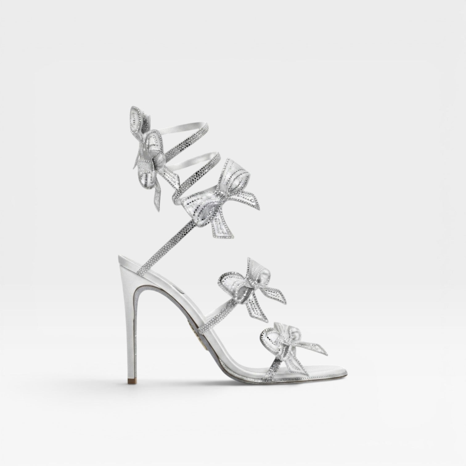 Women's Crystal Bow Heels – Elegant Satin Wrap Ankle Stiletto Sandals for Special Occasions