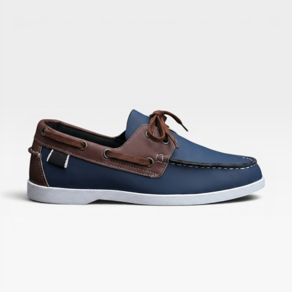 Men's Leather Boat Shoes – Classic Moc Toe Lace Up Deck Shoes