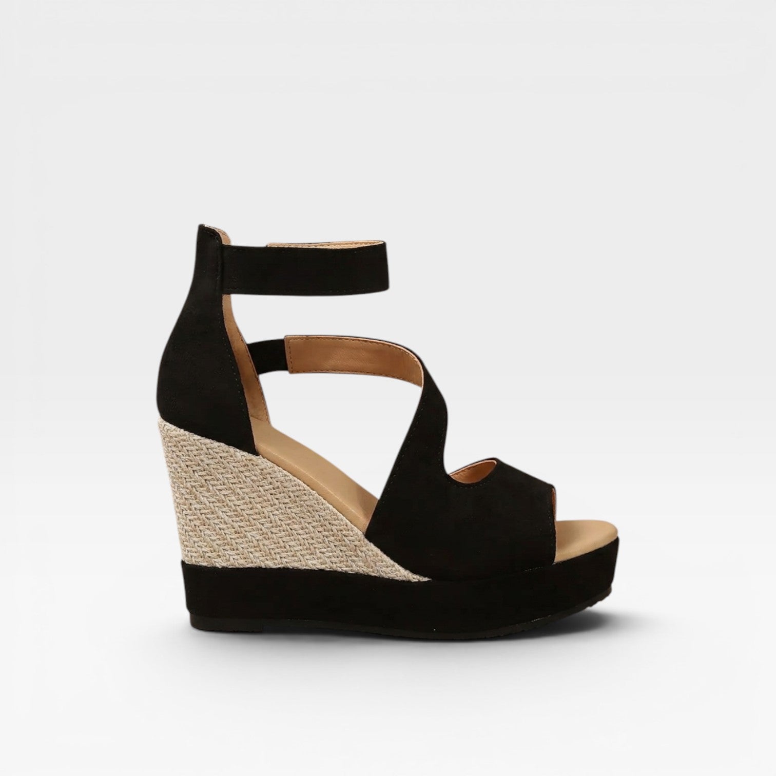 Women's Wedge Sandals – Cushioned Woven Platform Ankle Strap Sandals