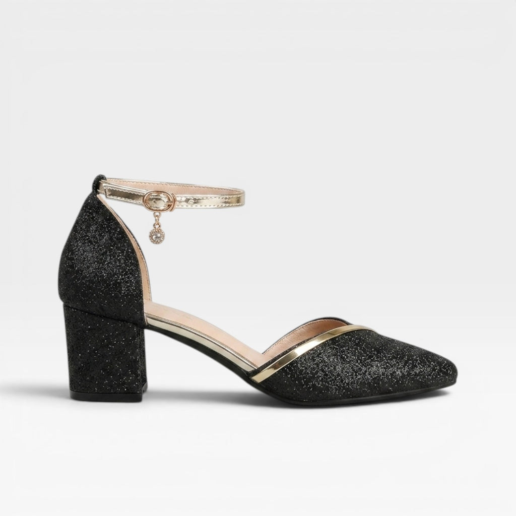 Women's Block Heel Ankle Strap Pumps – Closed Toe Wedding Occasion Shoes