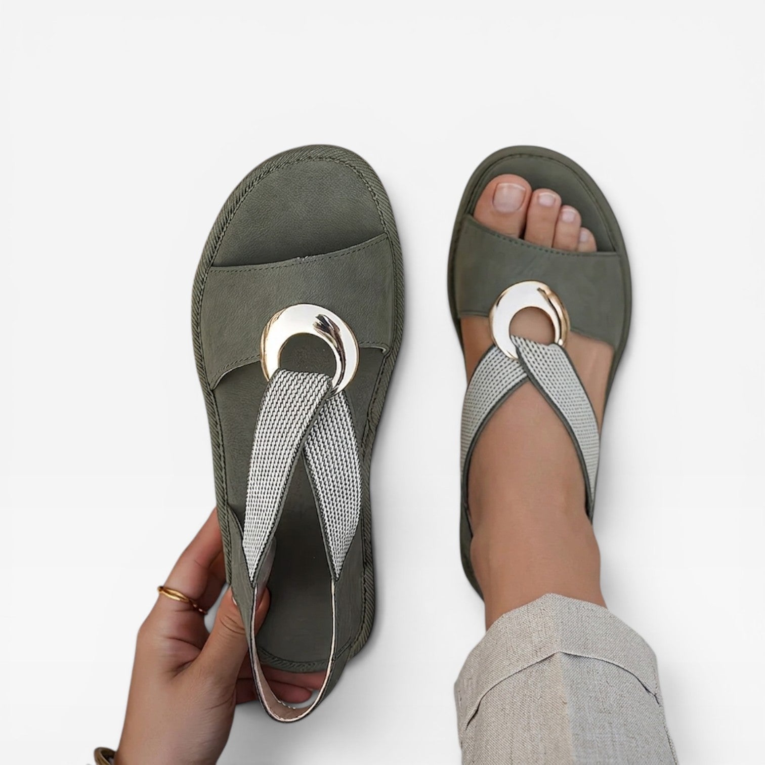 Women's Boho Summer Sandals – Toe Loop Comfortable Slingback Style