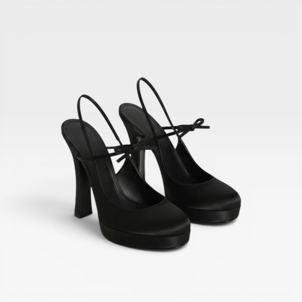 Women's Ballet Slingback Heels – Elegant Bow Sculpted Pumps for Special Occasions