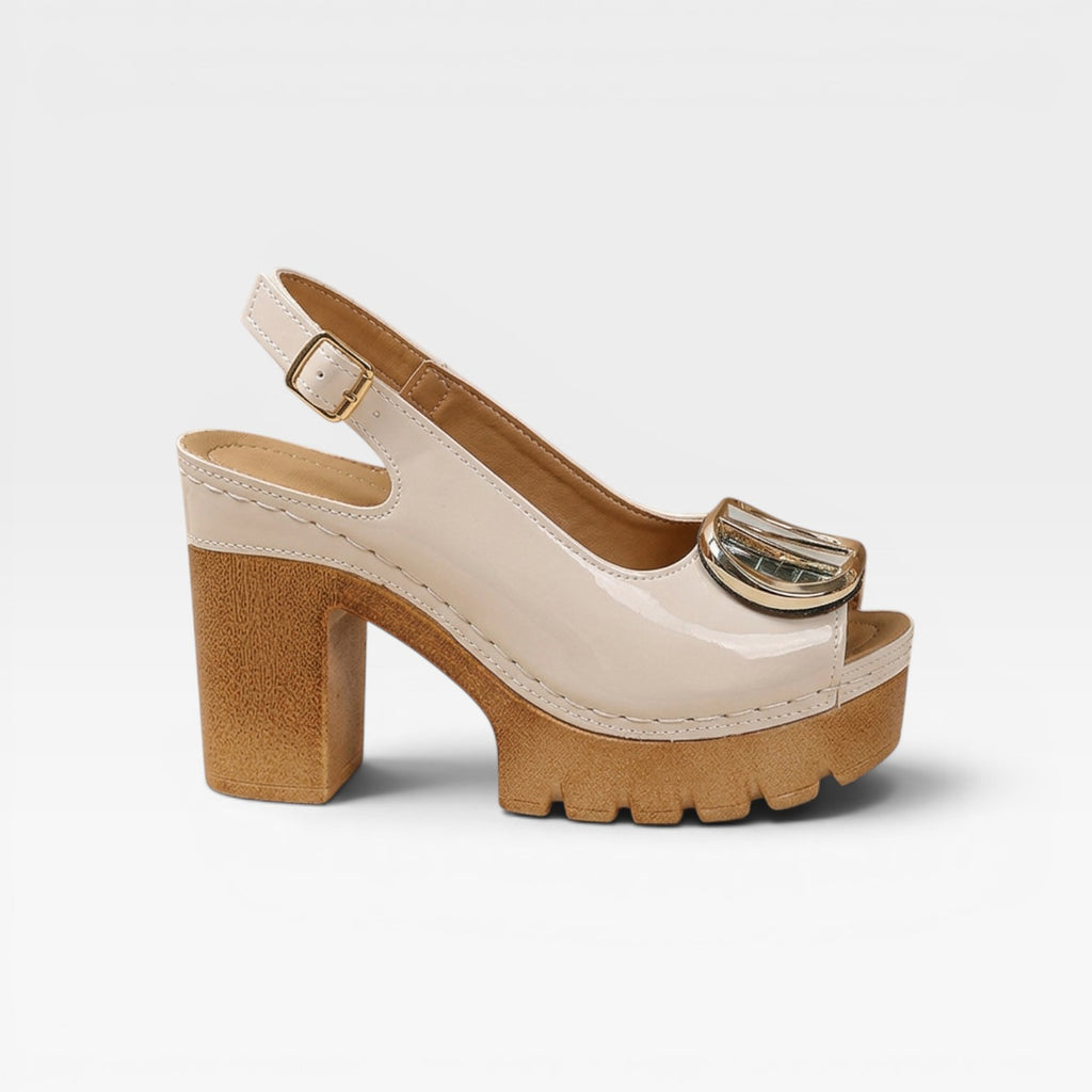 Women's Chunky Platform Heels – Peep Toe Buckle Block Heel Sandals for Special Occasions