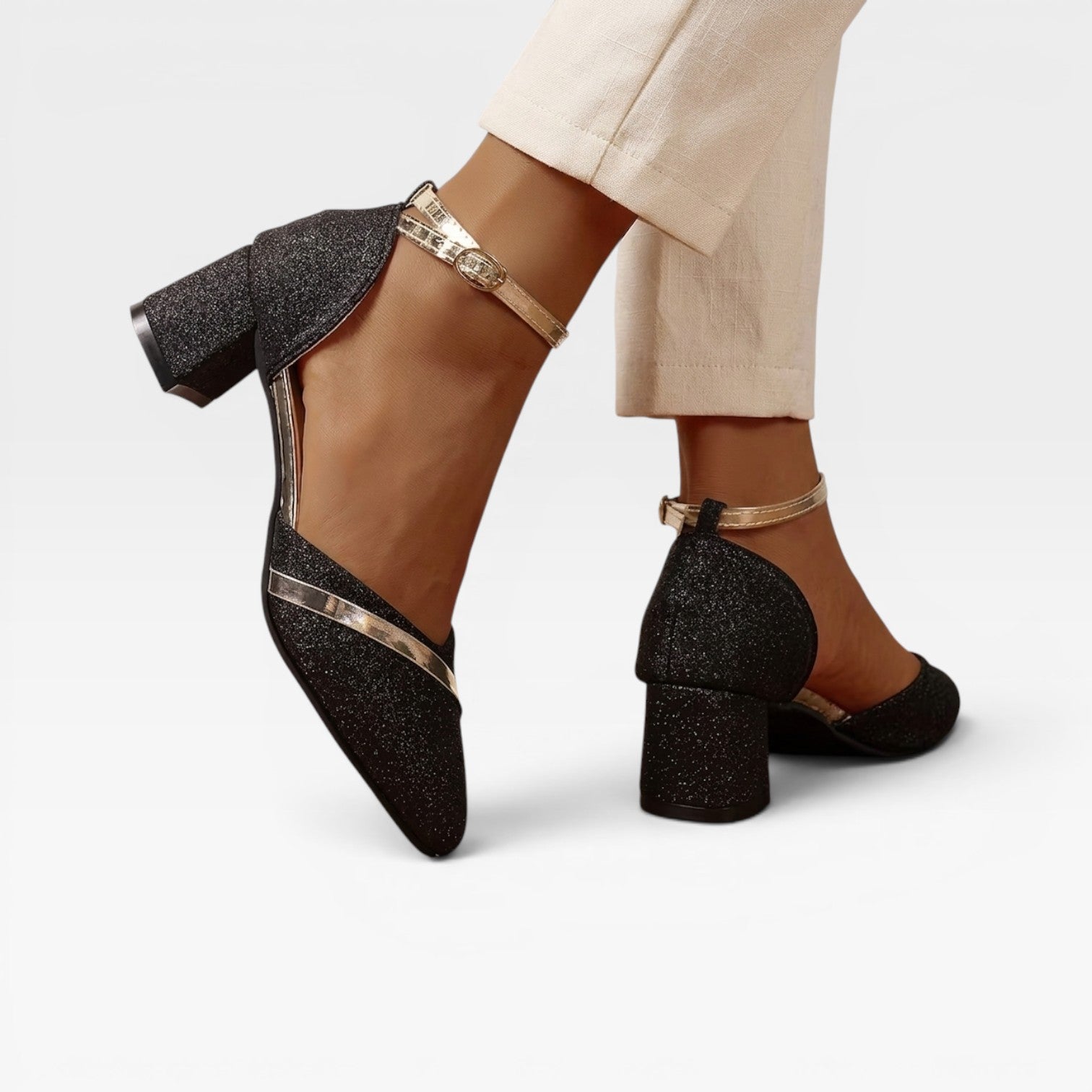 Women's Block Heel Ankle Strap Pumps – Closed Toe Wedding Occasion Shoes