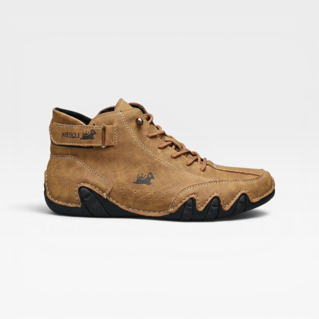 Men's Mid Top Leather Trainers – Casual Lace Up Comfortable Sneakers