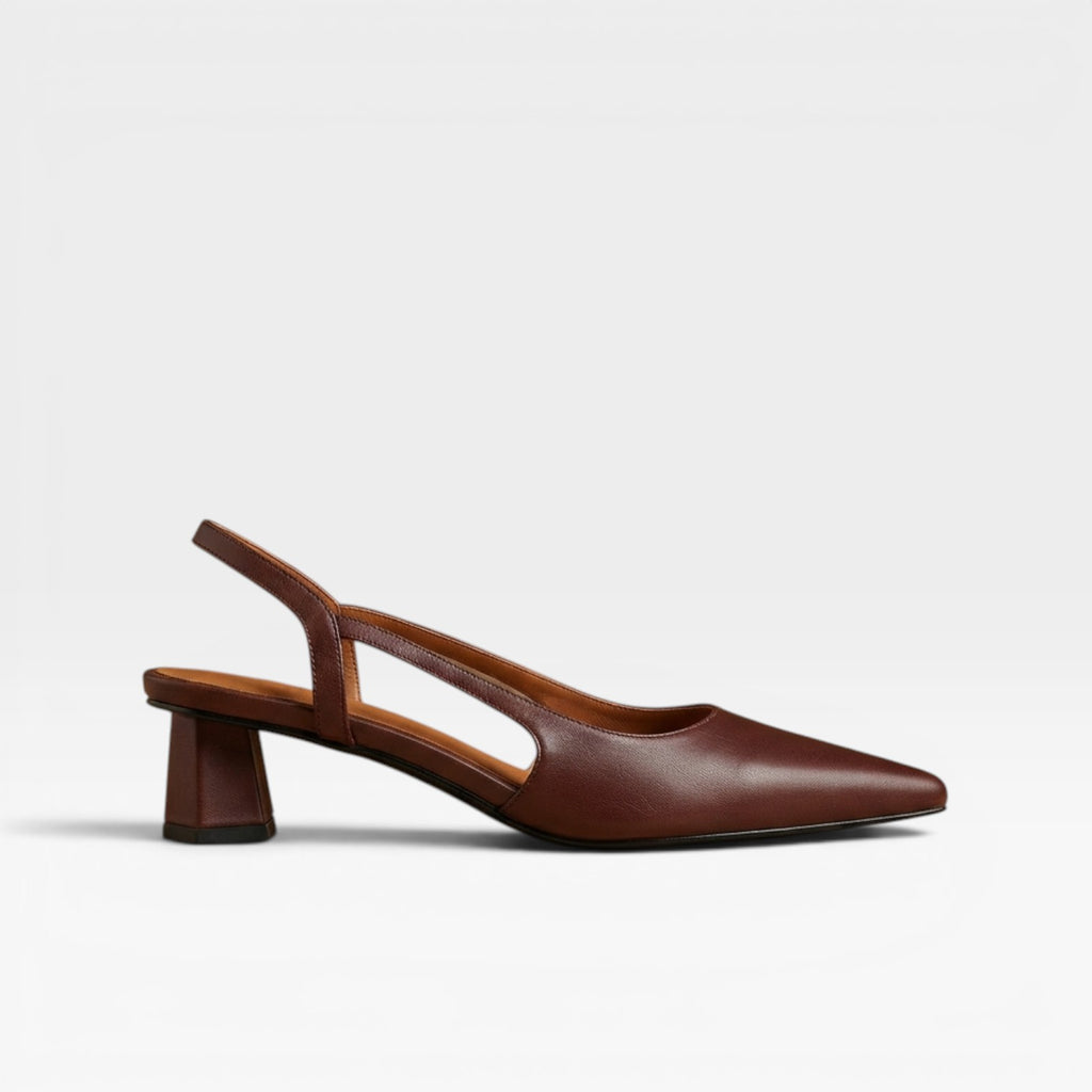 Escarpins à talons kitten en cuir véritable pour femmes – Escarpins élégants à bout pointu et talon bas pour occasions spéciales