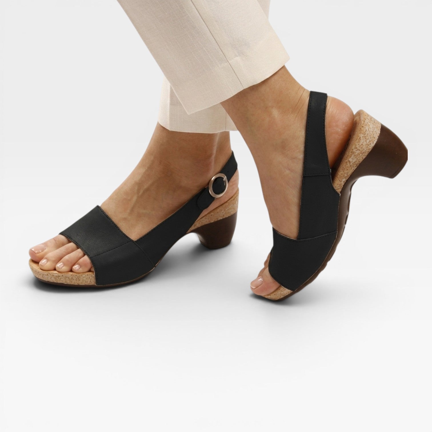 Women's Block Heel Sandals – Ankle Strap Comfortable Open Toe Style