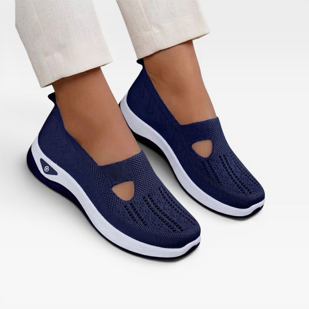 Women's Arch Support Slip On Trainers – Cushioned Knit Walking Shoes