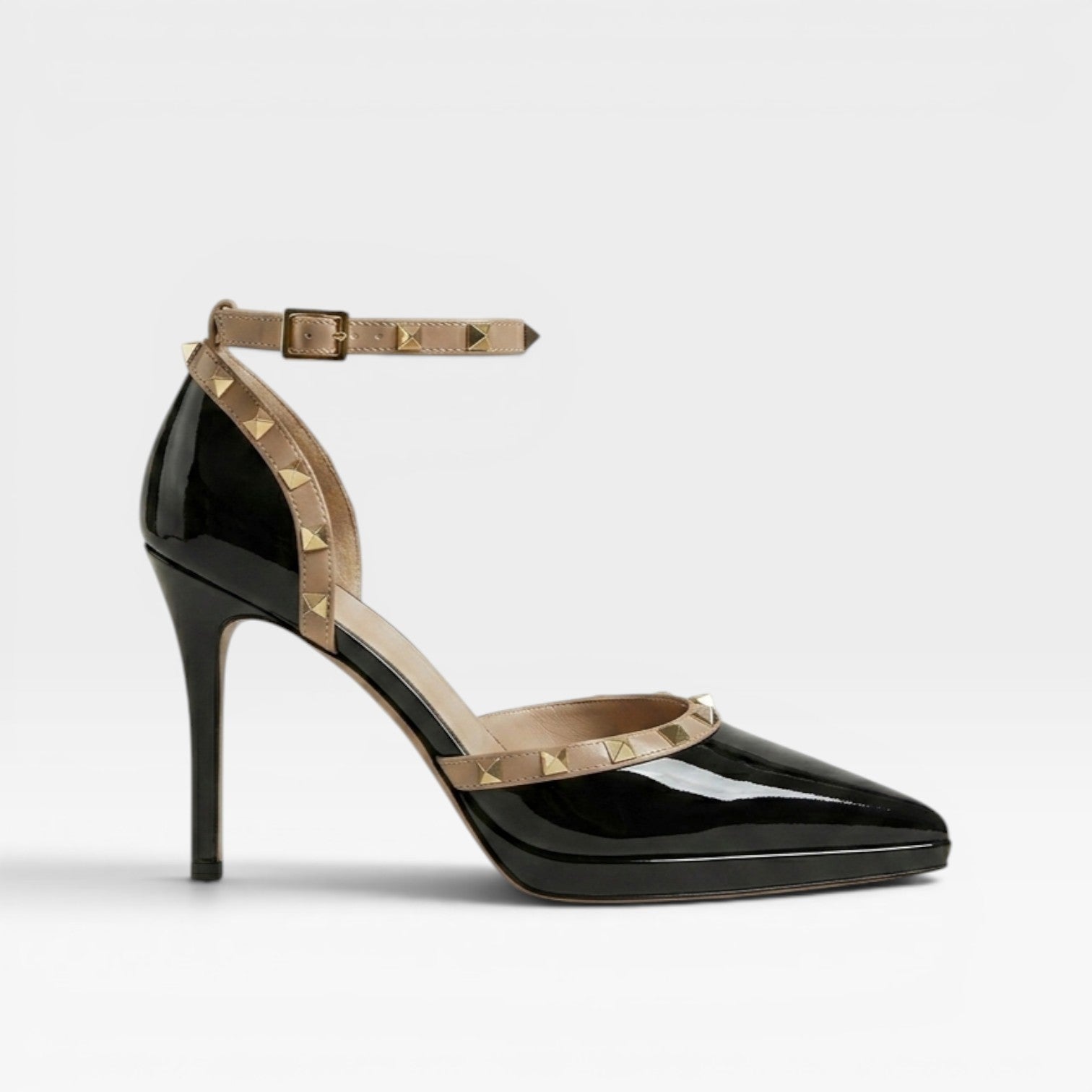 Women's Studded Strap Heels – Elegant Pointed Toe Stiletto Pumps for Special Occasions