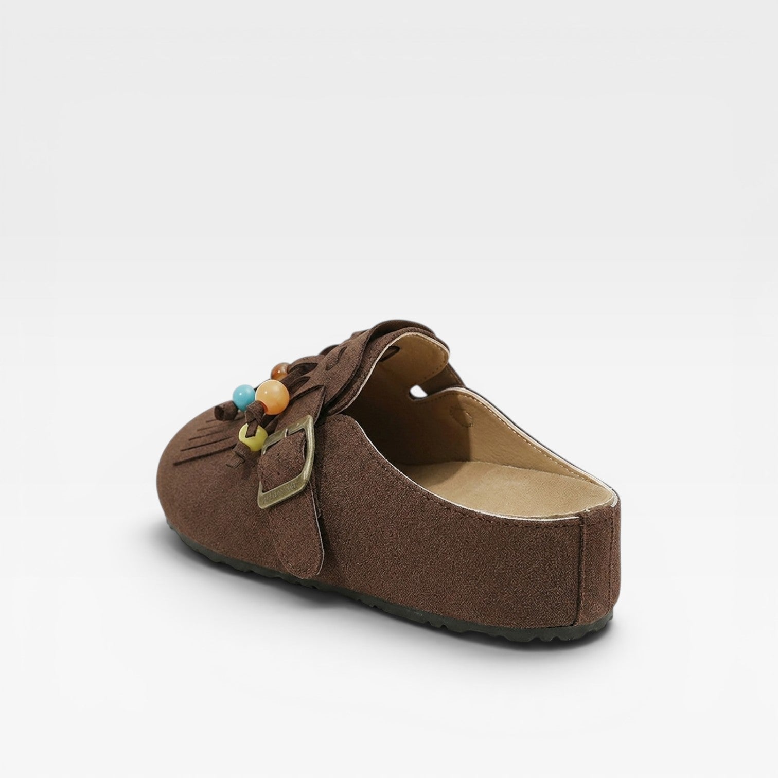 Women’s Suede Boho Clogs – Slip-On Fringe Mules