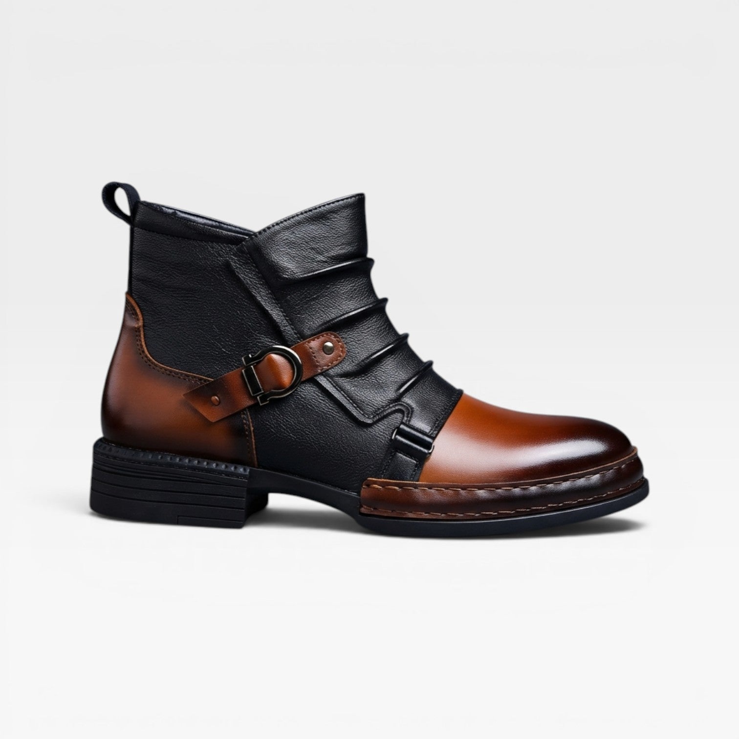 Bottes en cuir véritable pour hommes – Chaussures classiques à lacets, raffinées pour un usage quotidien