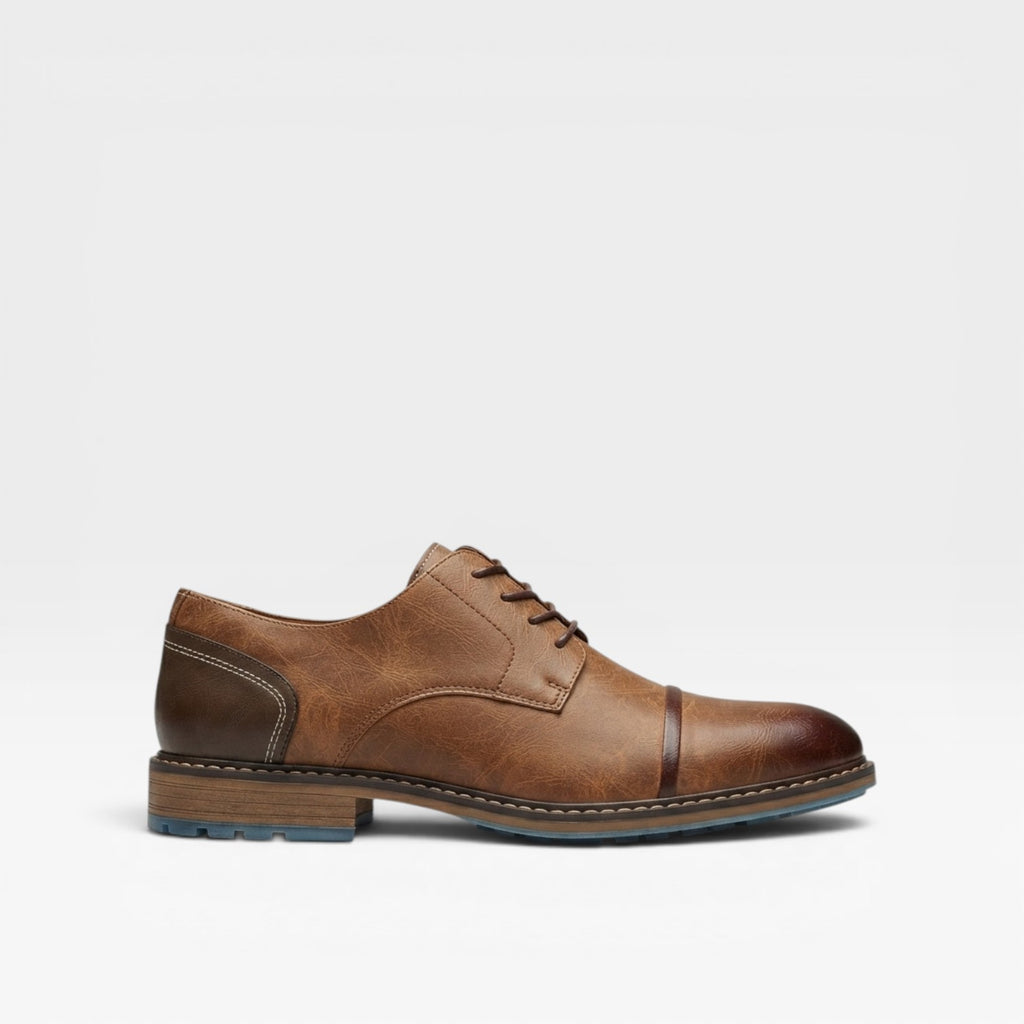 Men's Leather Cap Toe Derby Shoes – Classic Lace Up Formal Dress Shoes for Special Occasions