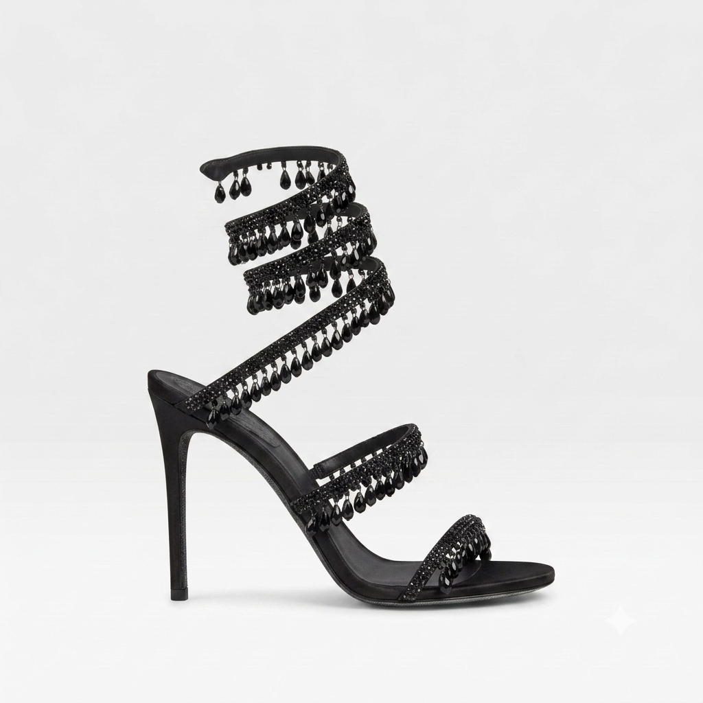 Women’s Crystal High Heel Sandals – Elegant Strappy Heels for Special Occasions