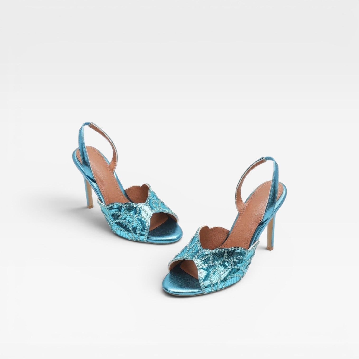 Women's Metallic Slingback Heels – Elegant Peep Toe Stiletto Sandals for Special Occasions
