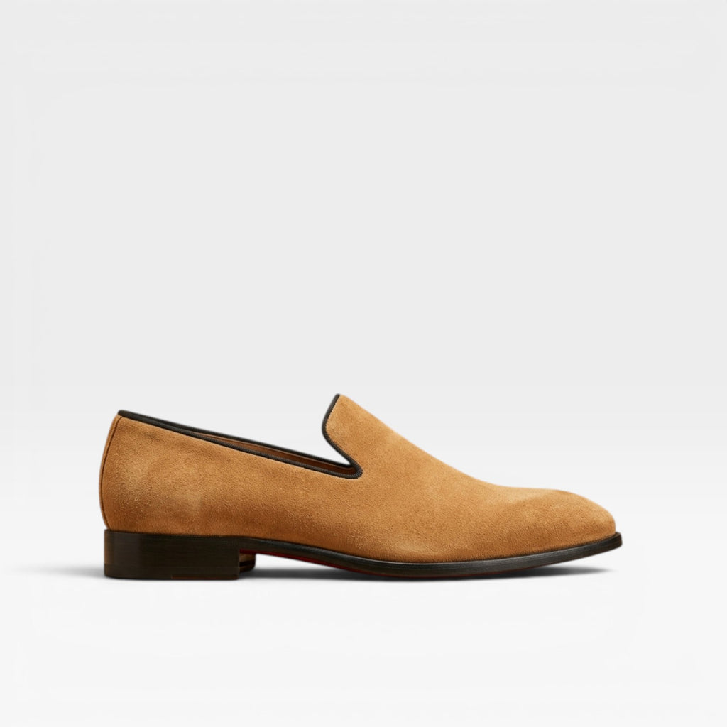 Men's Genuine Suede Leather Slipper Loafers – Sleek Almond Toe Evening Slip On Shoes