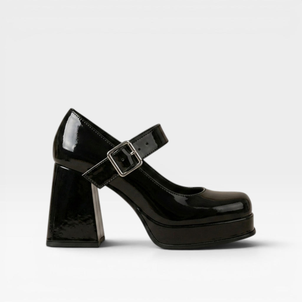 Women's Patent Mary Jane Platform Heels – Elegant Block Heel Pumps for Special Occasions
