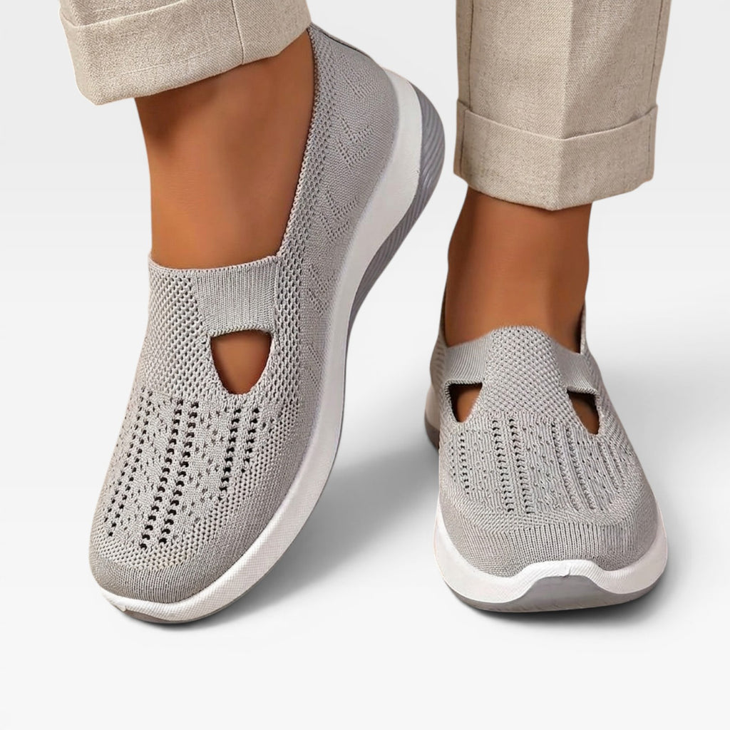 Women's Arch Support Slip On Trainers – Cushioned Knit Walking Shoes