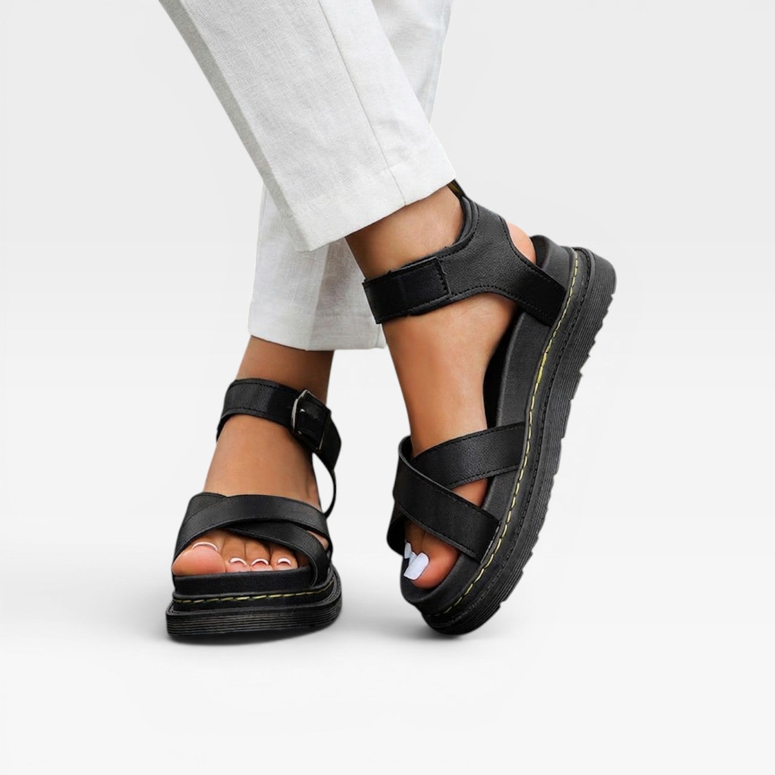 Women's Chunky Platform Sandals – Comfortable Cross Strap Summer Shoes