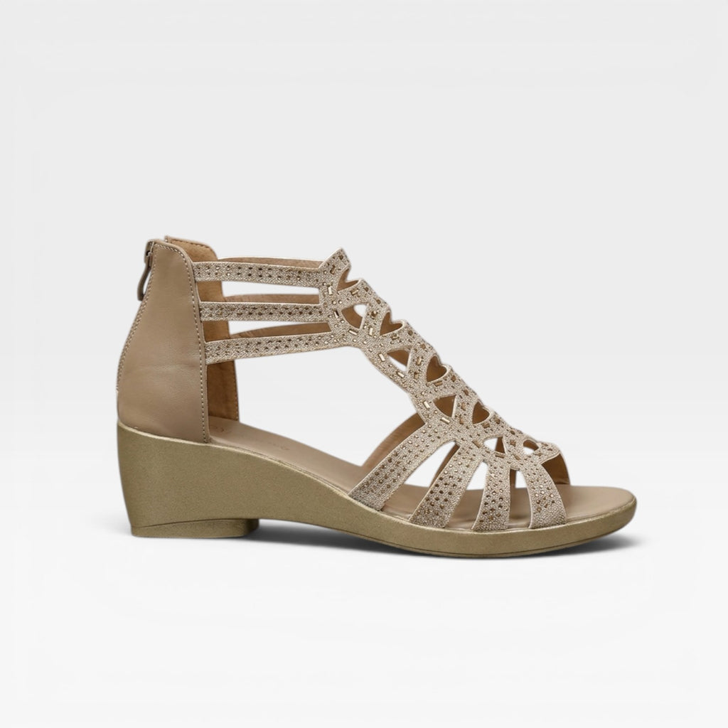 Women's Rhinestone Gladiator Wedge Sandals – Cushioned Comfort Sandals