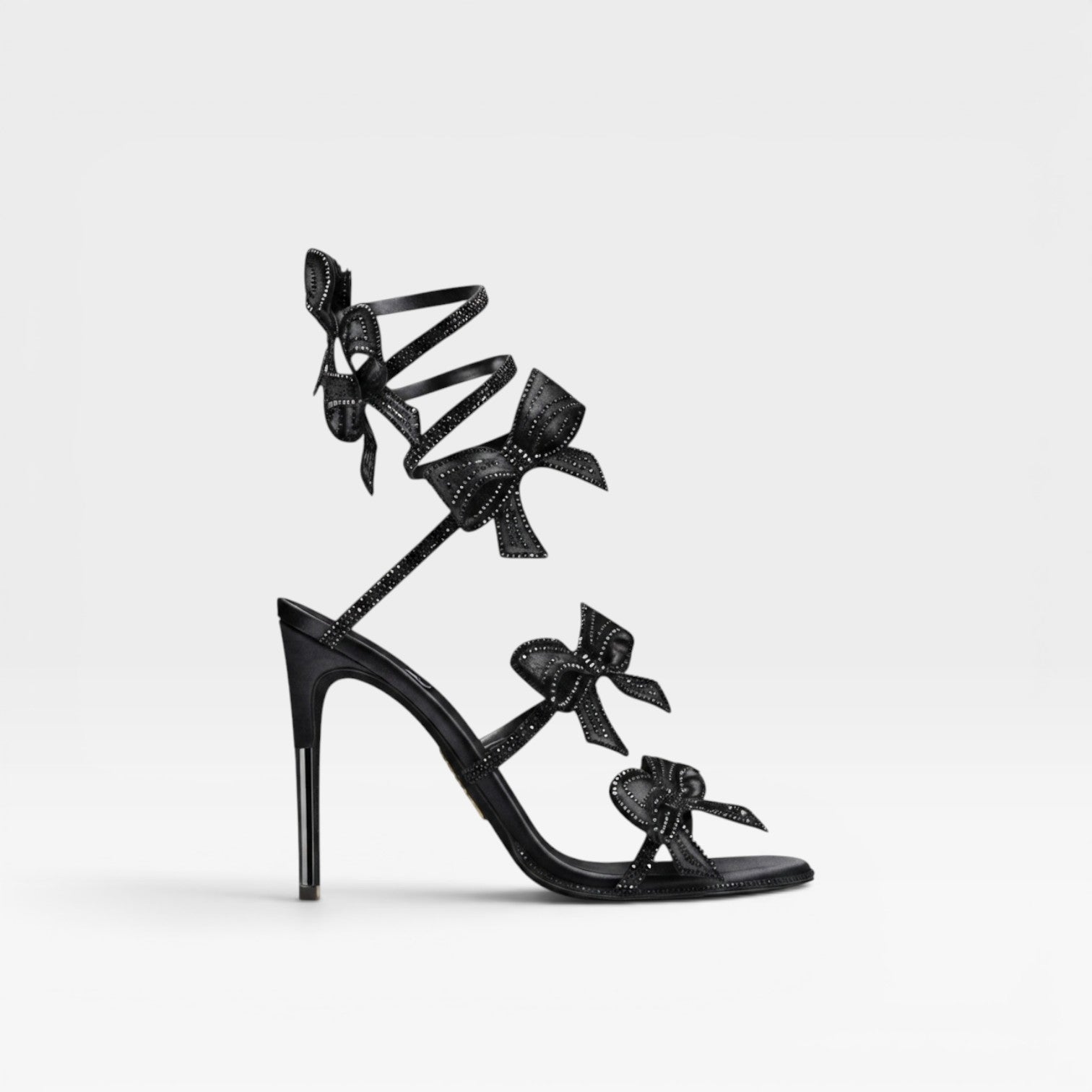 Women's Crystal Bow Heels – Elegant Satin Wrap Ankle Stiletto Sandals for Special Occasions