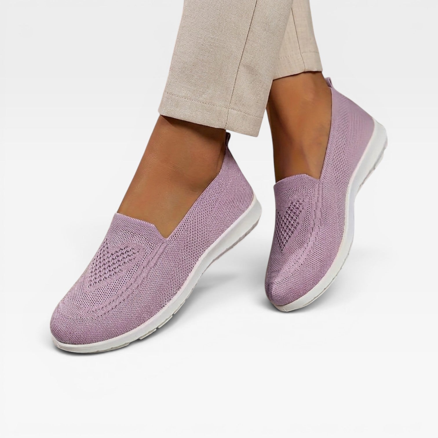 Women's Breathable Knit Slip On Trainers – Comfortable Walking Shoes