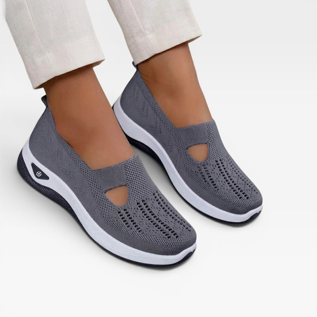 Women's Arch Support Slip On Trainers – Cushioned Knit Walking Shoes