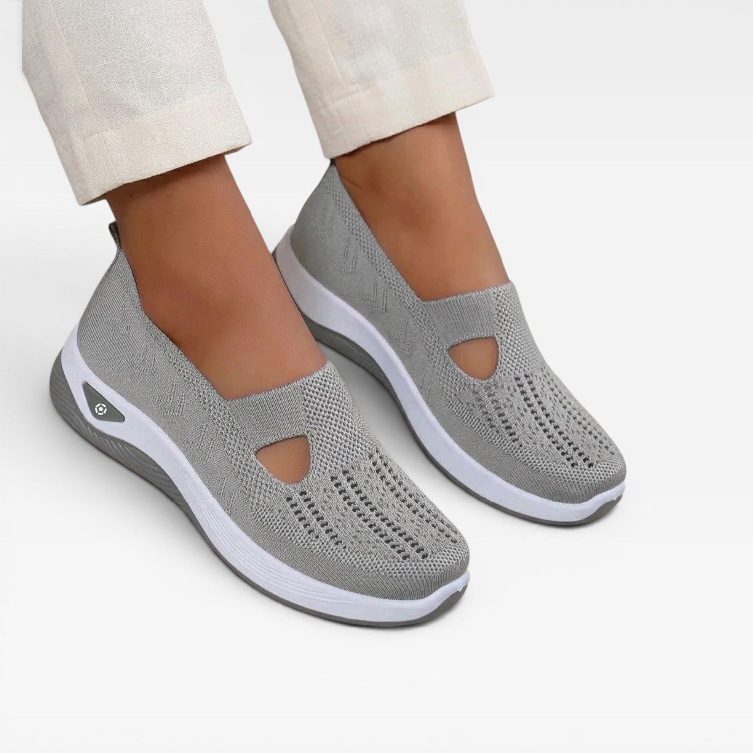 Women's Arch Support Slip On Trainers – Cushioned Knit Walking Shoes