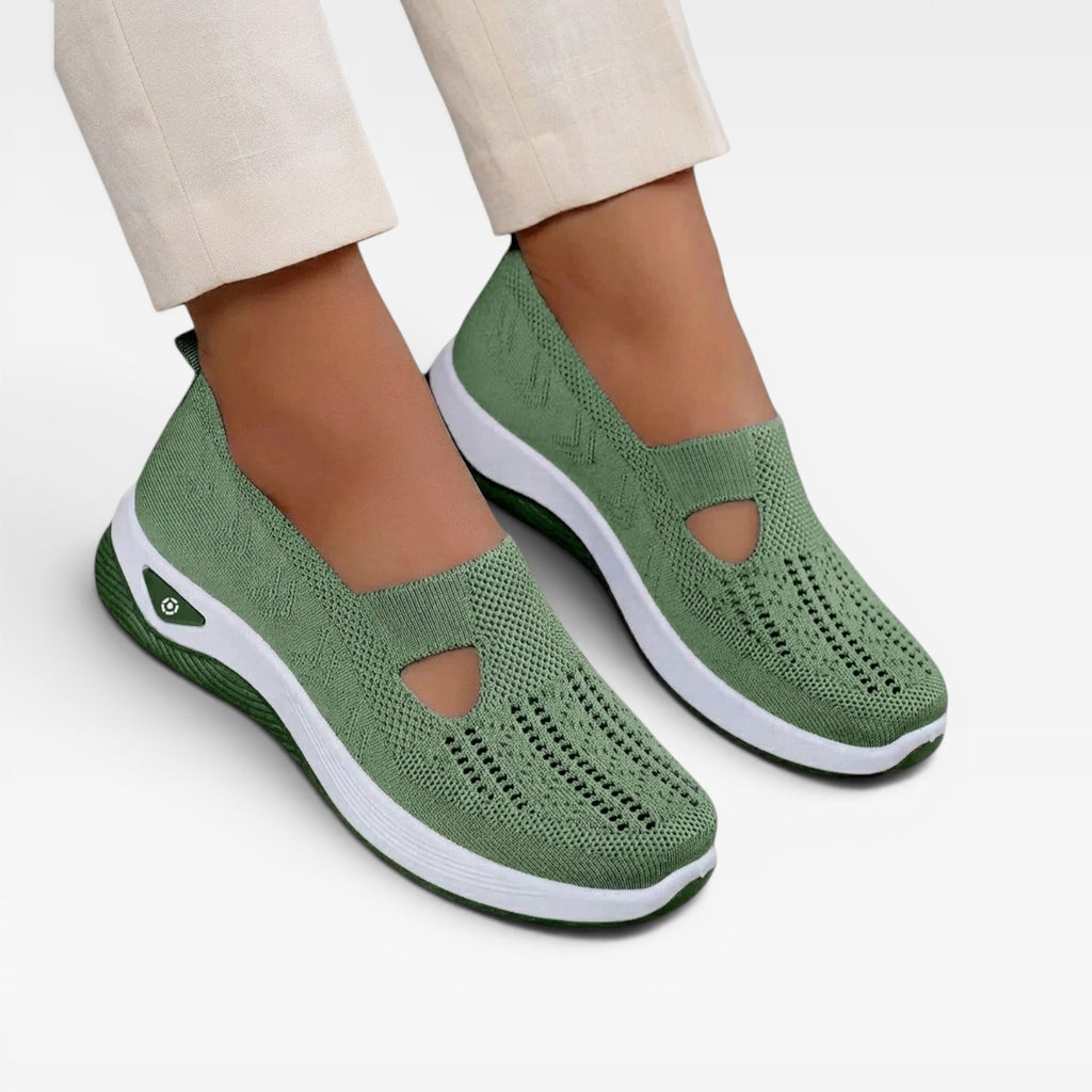Women's Arch Support Slip On Trainers – Cushioned Knit Walking Shoes